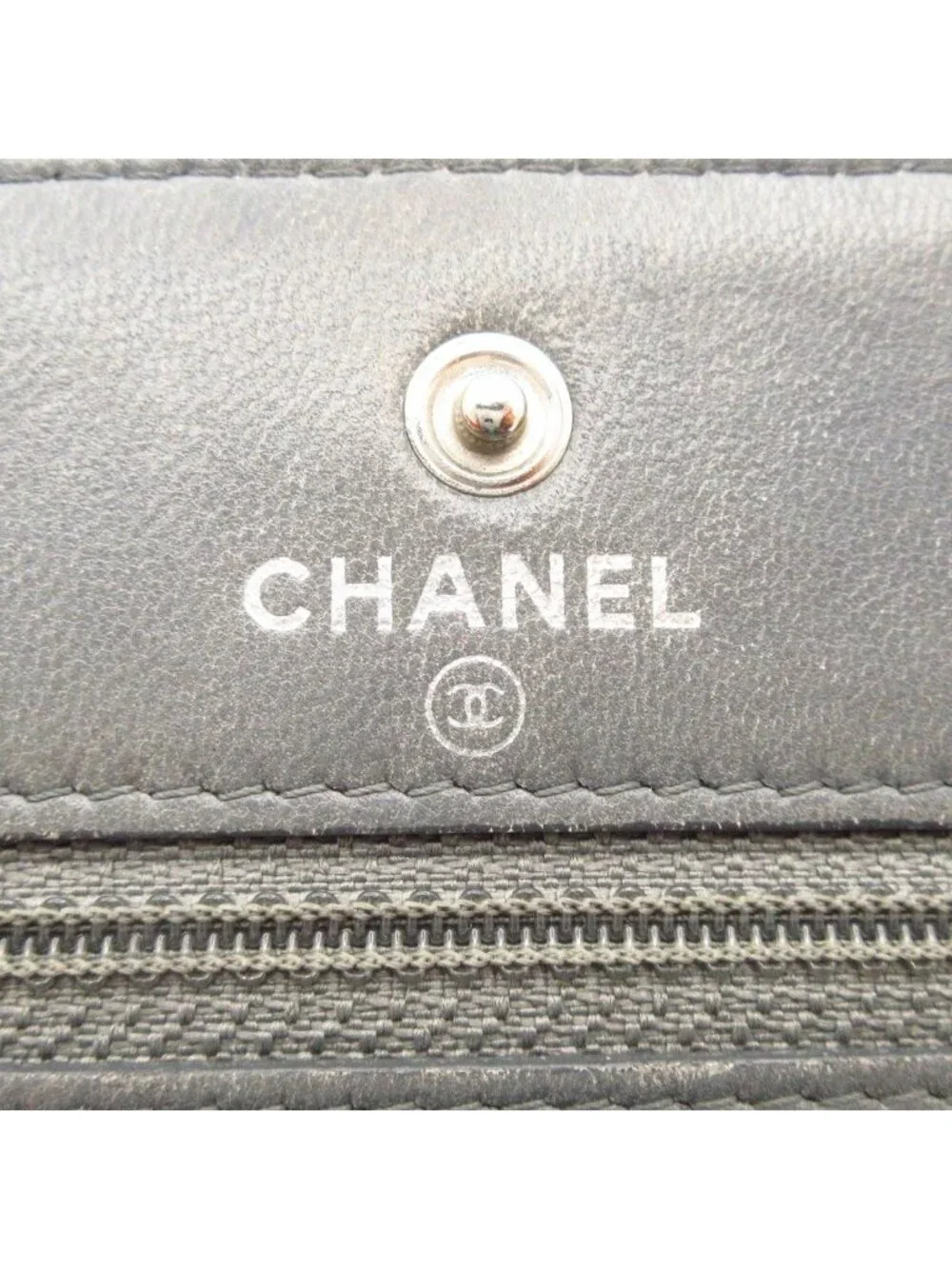 Chanel Wallet Quilted Gray Chain Leather Shoulder